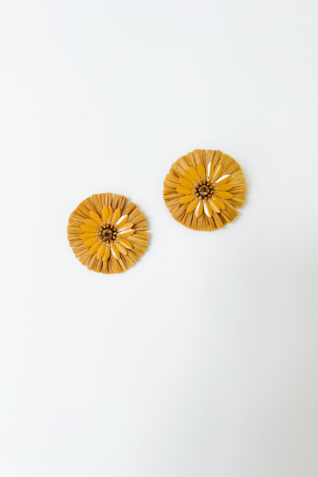 Genesis Raffia & Sequin Flower Earring - fab'rik