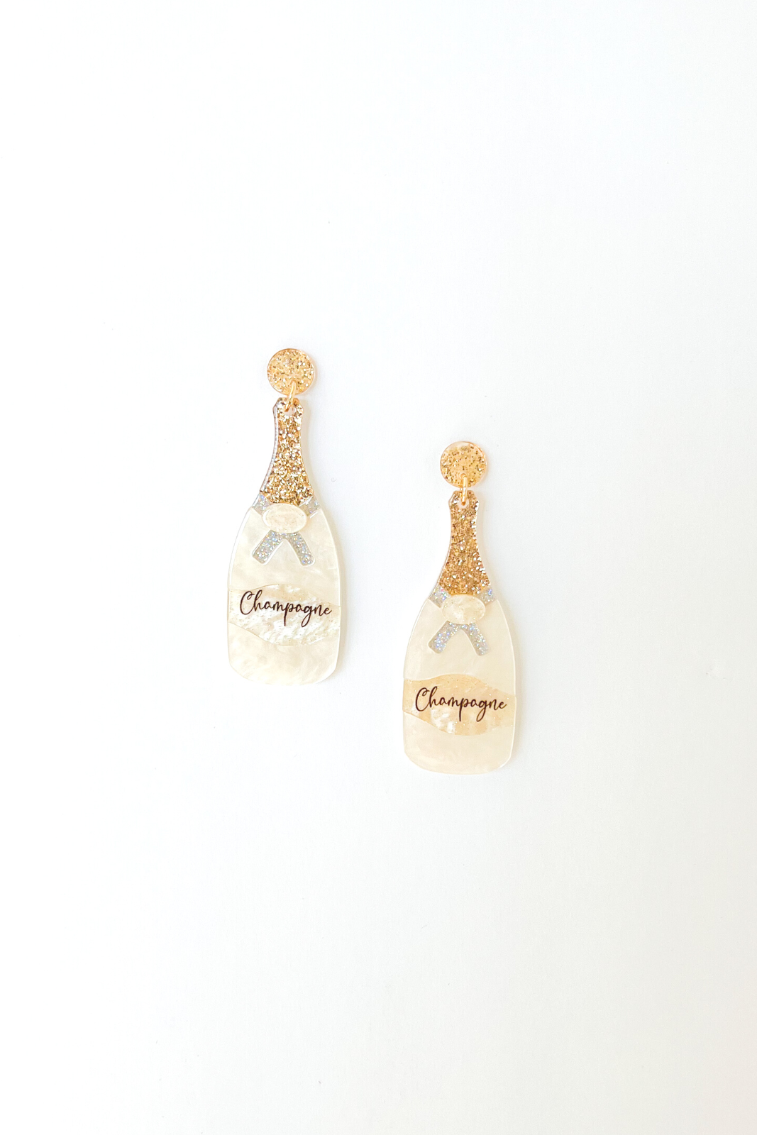 Angie Glitter Champagne Bottle Earrings - fab'rik