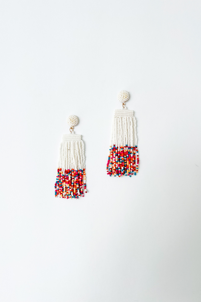 Aaliyah Seed Bead Fringe Earring - fab'rik