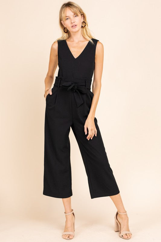 Adley Tie Waist Crop Jumpsuit - fab'rik