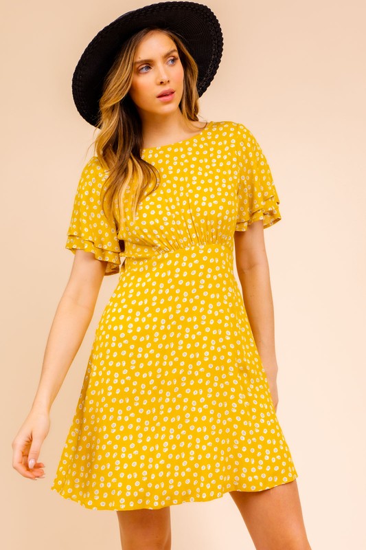 SALE - Armelle Short Sleeve Printed Mini Dress - fab'rik