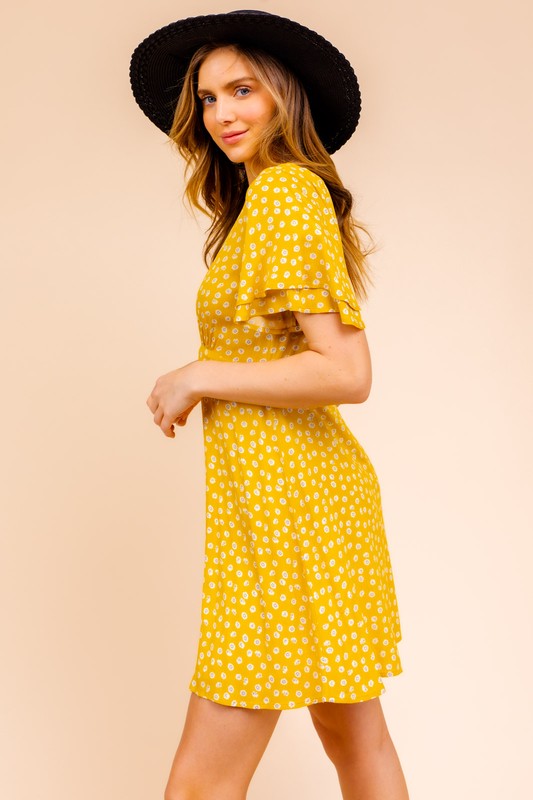 SALE - Armelle Short Sleeve Printed Mini Dress - fab'rik