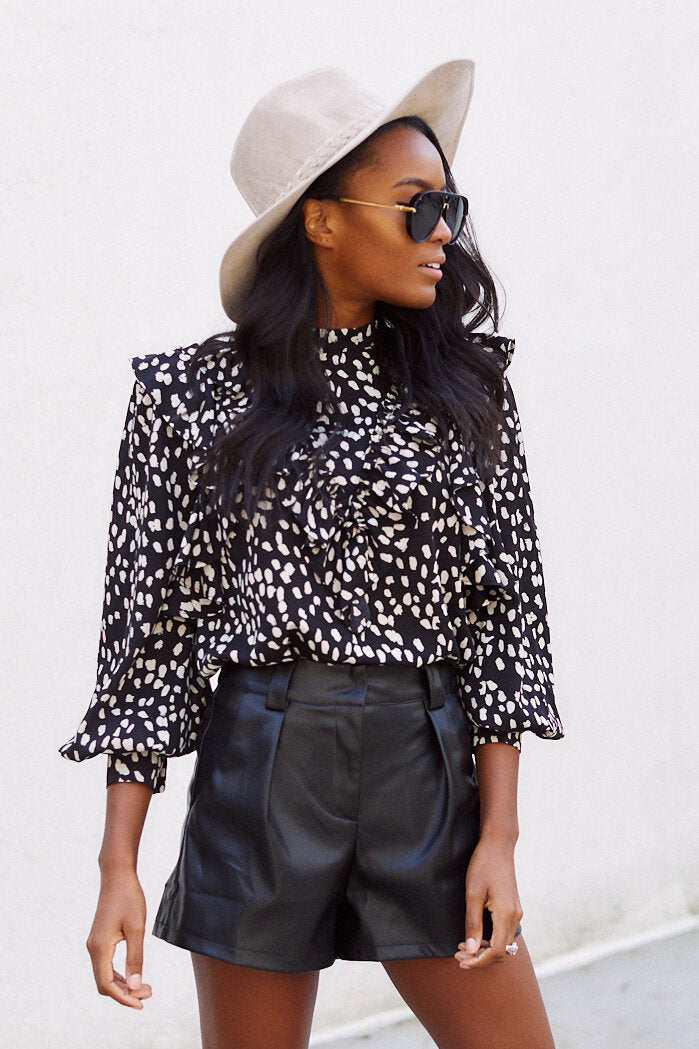 SALE - Rylynn Ruffled Animal Print Blouse - fab'rik