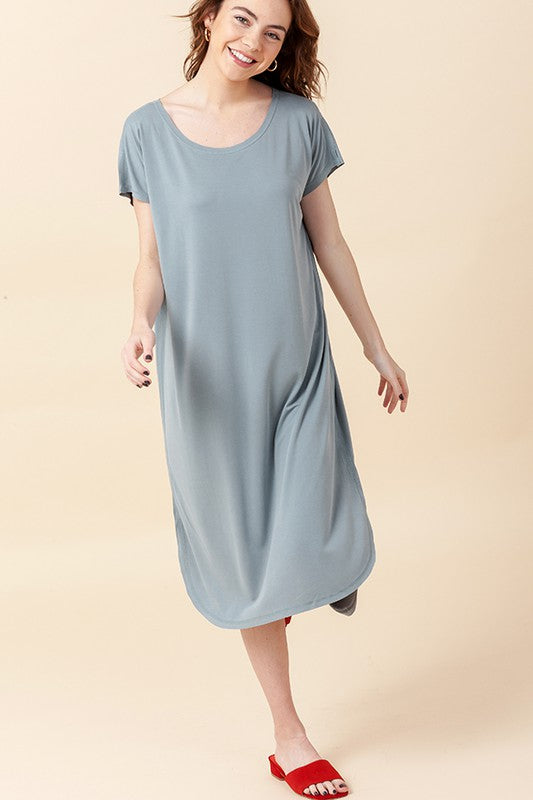 SALE - Sadie Curved Hem Knit Midi Dress - fab'rik