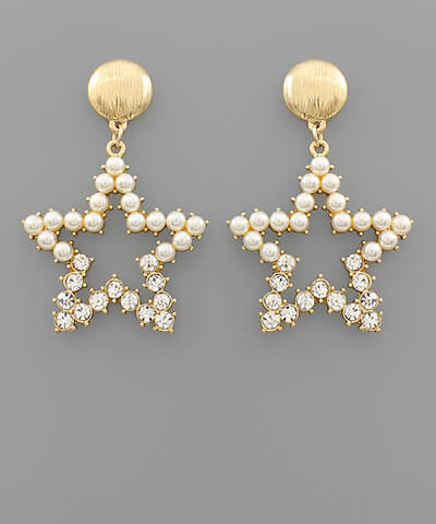 Poppy Pearl Star Earrings - fab'rik
