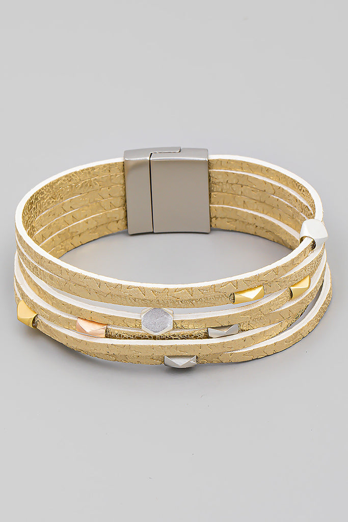 Zaina Layered Faux Leather Bracelet - fab'rik