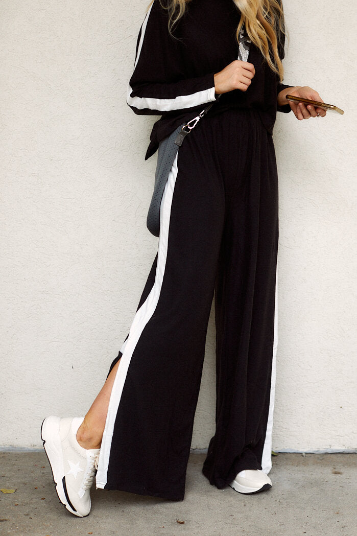 SALE - Slayton Track Stripe Wide Leg Pant - fab'rik