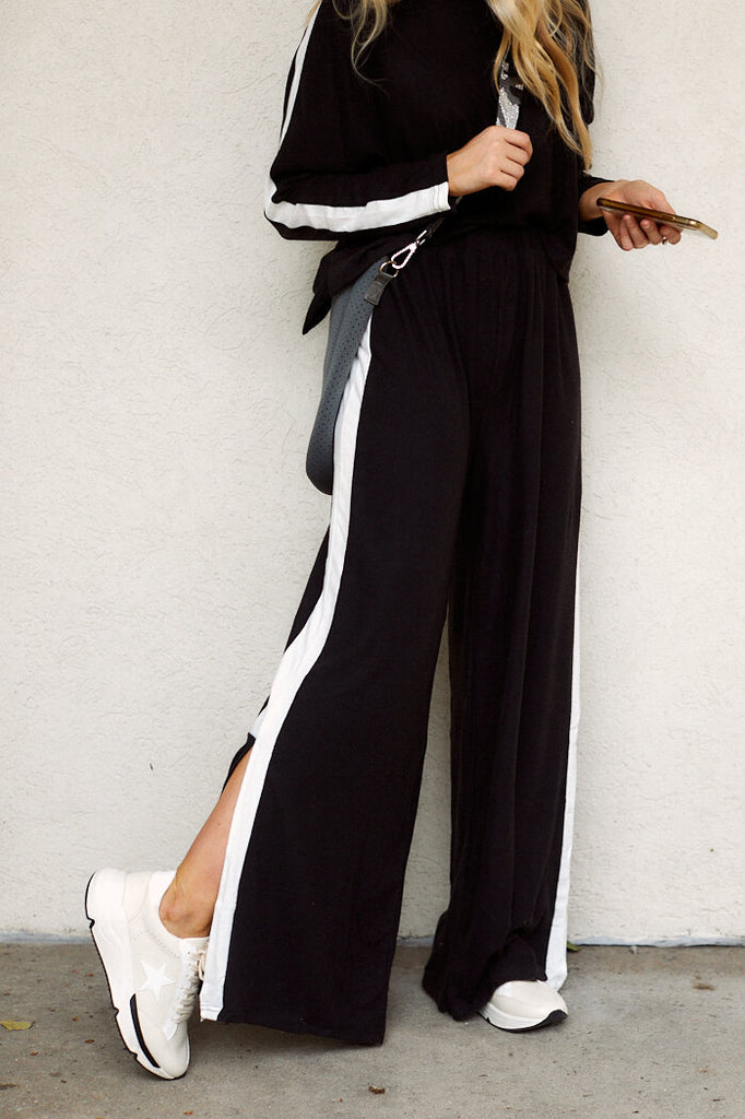 SALE - Slayton Track Stripe Wide Leg Pant - fab'rik