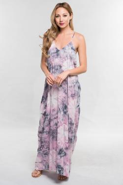 SALE - Leena Tie Dye Draped Back Maxi Dress - fab'rik