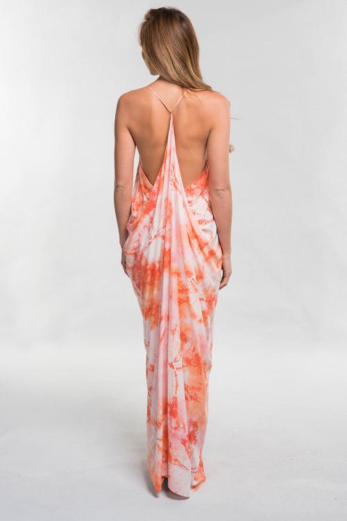SALE - Leena Tie Dye Draped Back Maxi Dress - fab'rik