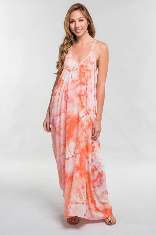 SALE - Leena Tie Dye Draped Back Maxi Dress - fab'rik