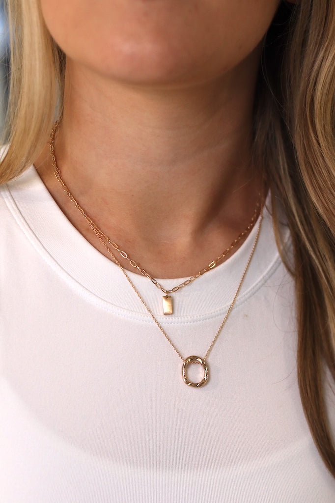 Piper Mini Bar & Circle Layered Necklace - fab'rik