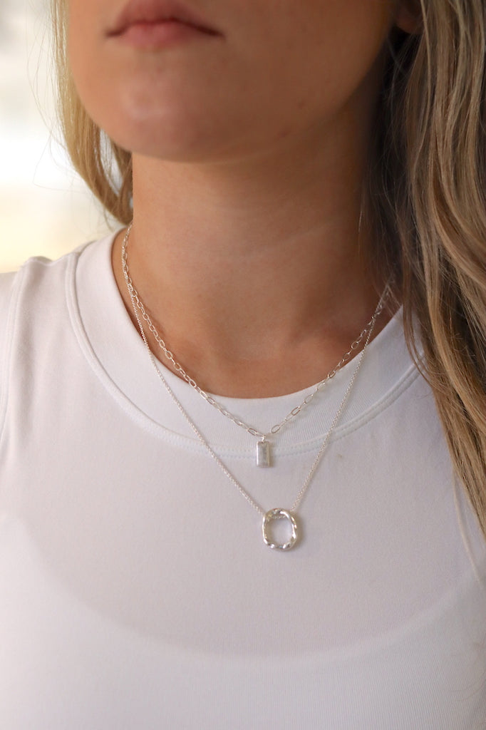 Piper Mini Bar & Circle Layered Necklace - fab'rik