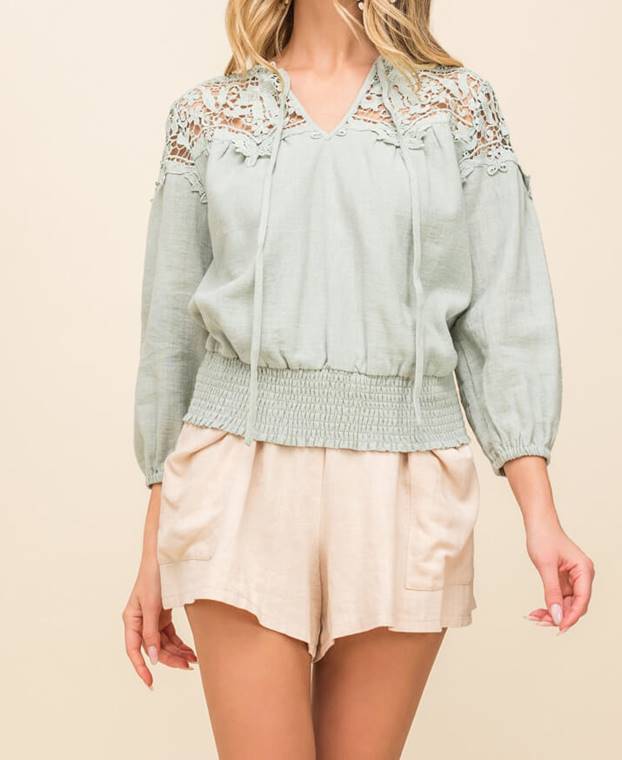 SALE - Callan Crochet Detail Blouse - fab'rik