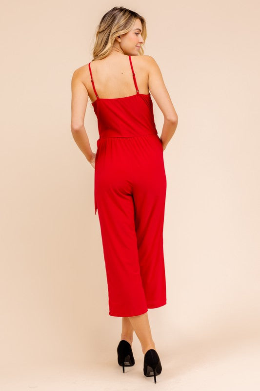 SALE - Diem Wrap Style Cropped Jumpsuit - fab'rik