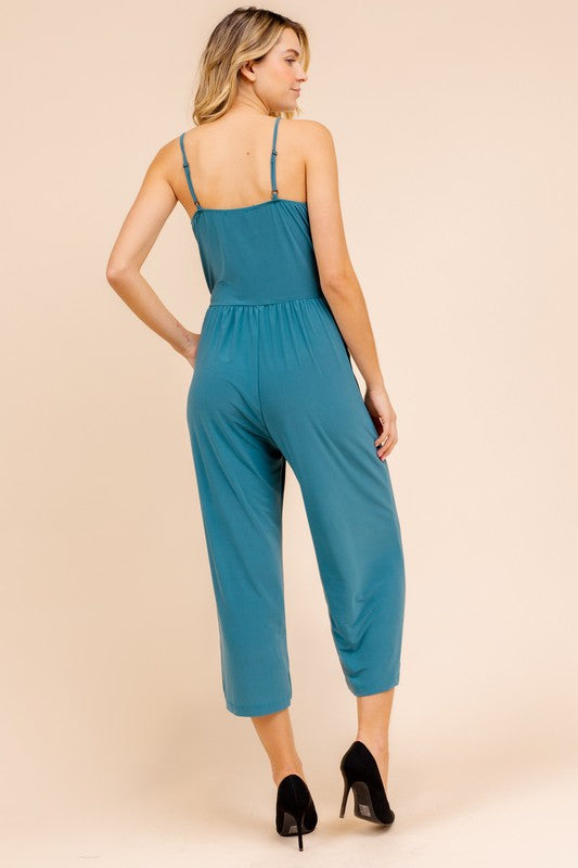 SALE - Diem Wrap Style Cropped Jumpsuit - fab'rik