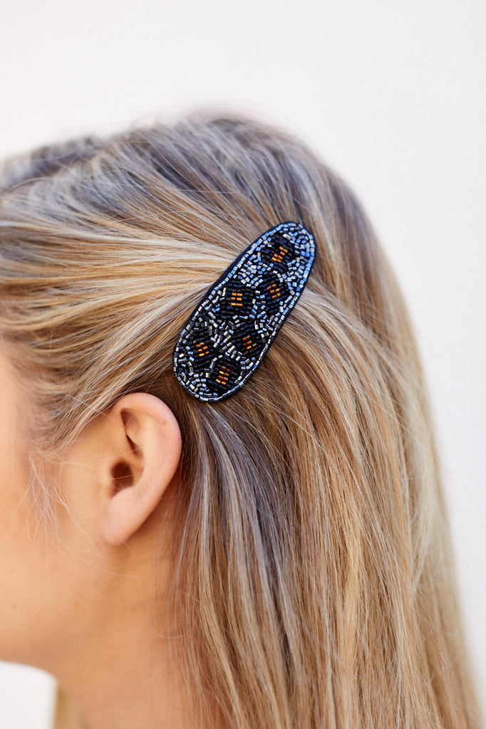 Kaylee Leopard Beaded Hair Clip - fab'rik