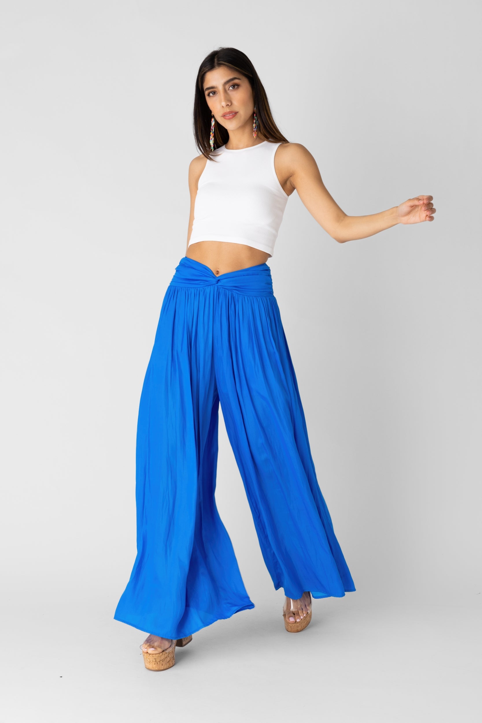 Iris Front Twist Detail Wide Leg Pants - fab'rik