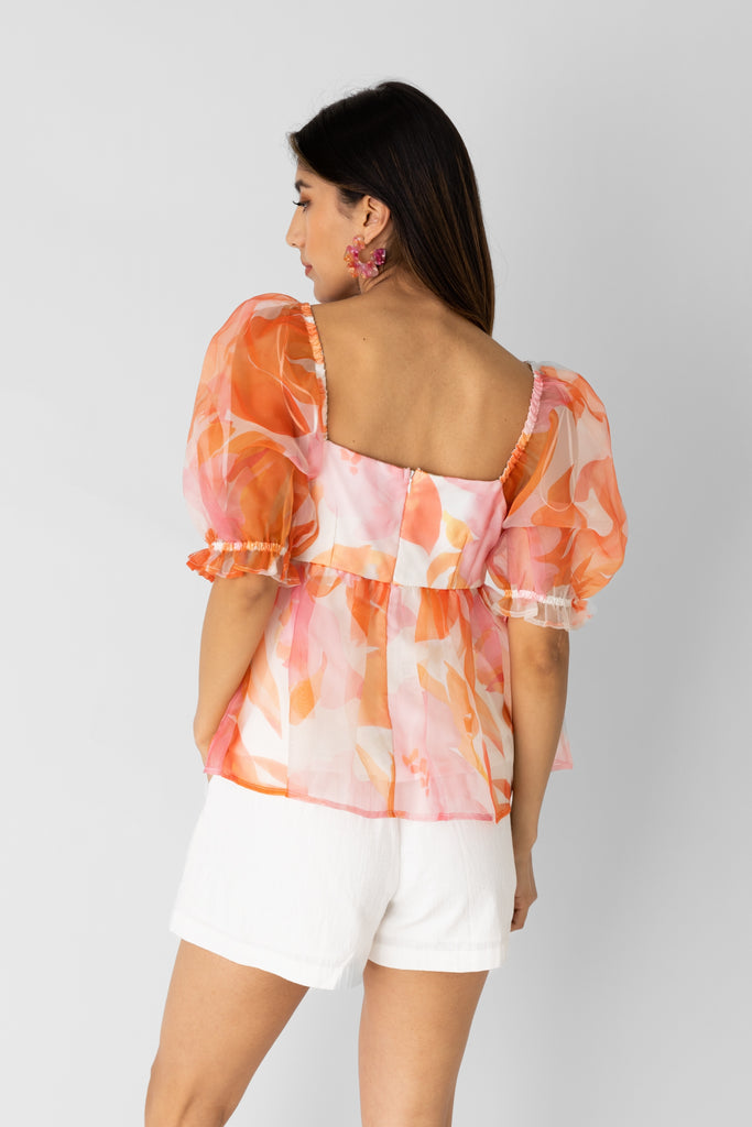 Jayla Printed Puff Sleeve Top - fab'rik