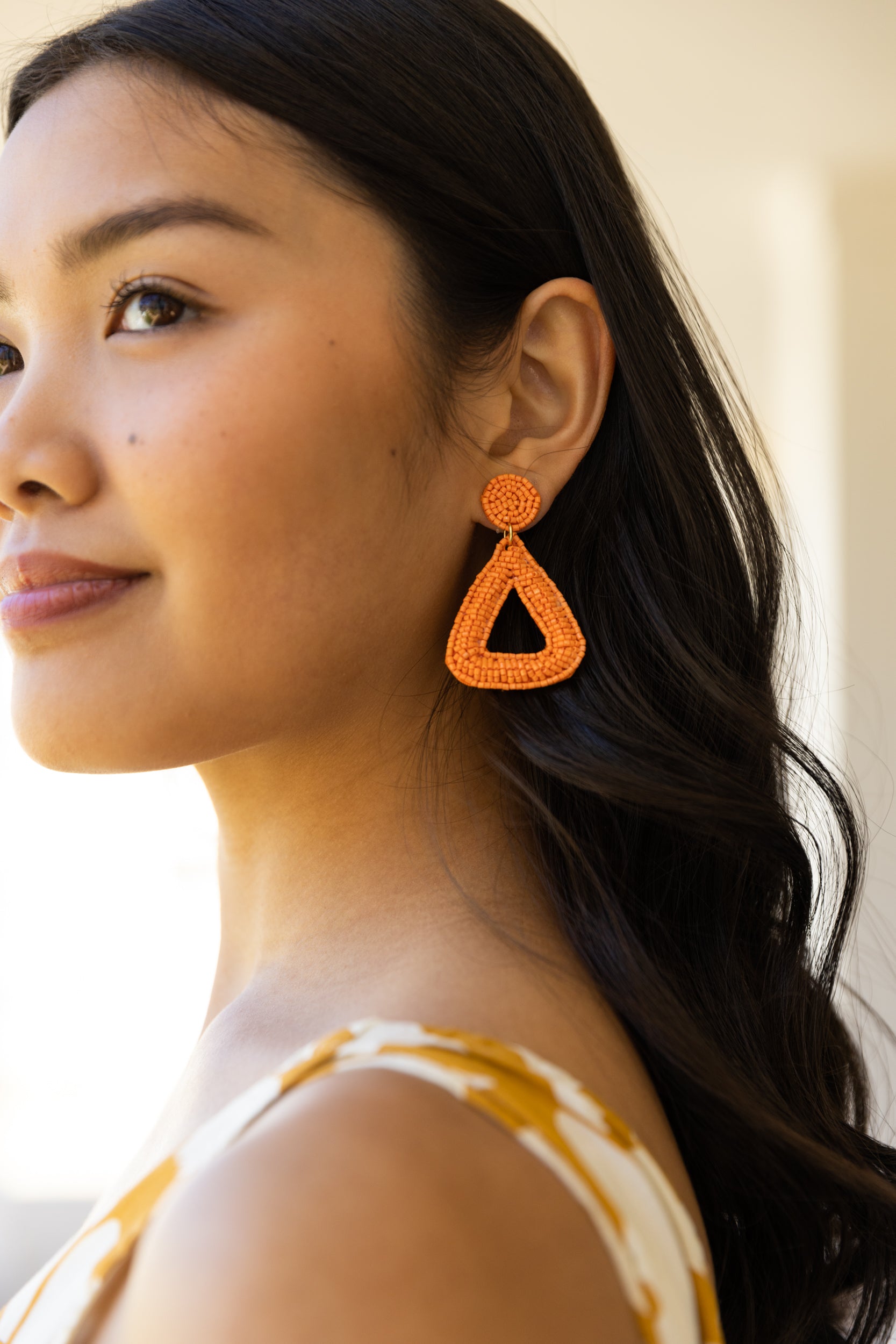 Jordan Beaded Round Triangle Earrings - fab'rik