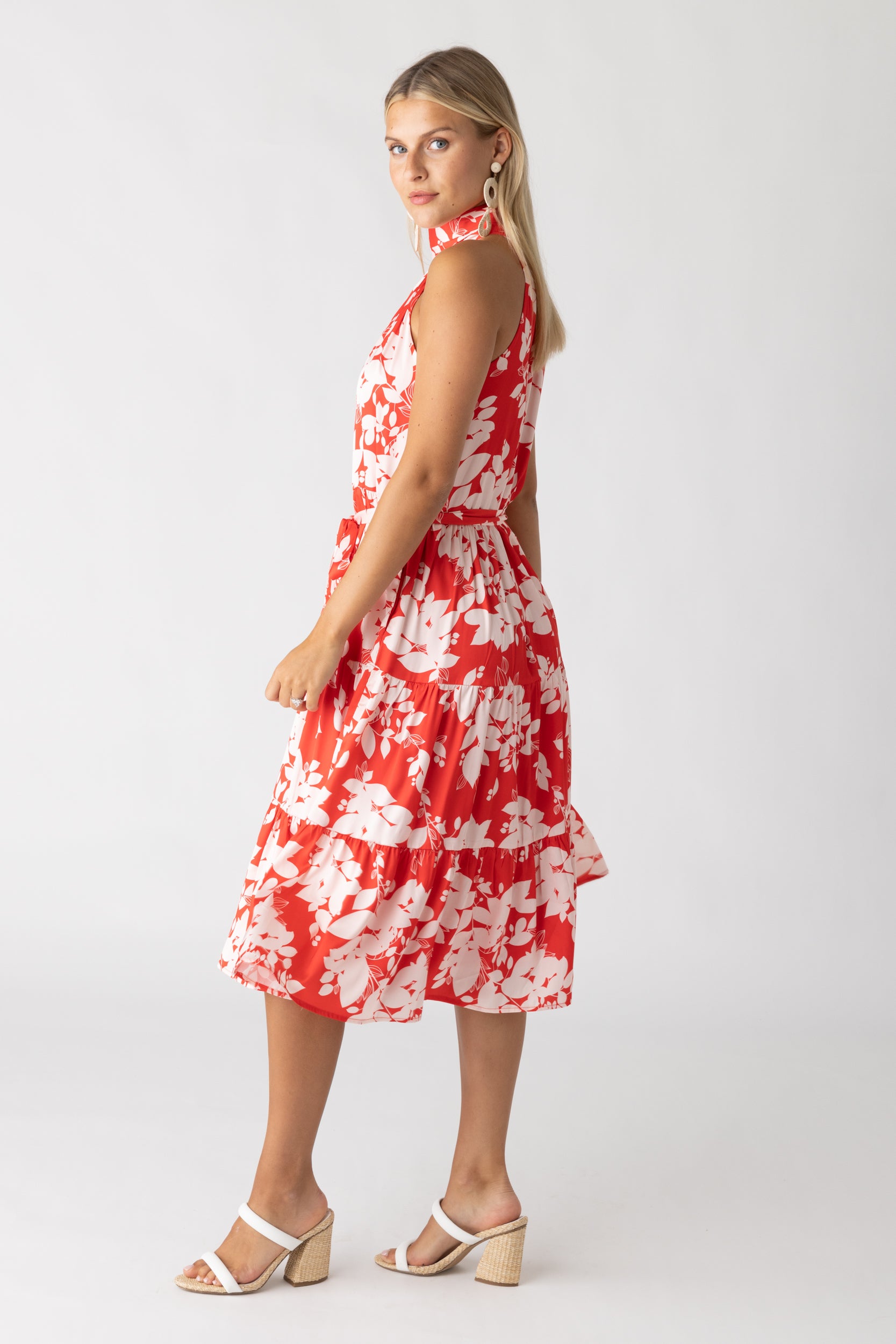 Sara High Neck Sleeveless Midi Dress - fab'rik