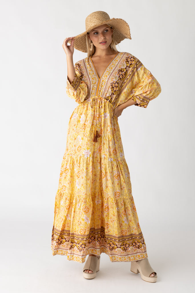 Dorothy Floral Printed Kimono Maxi Dress - fab'rik