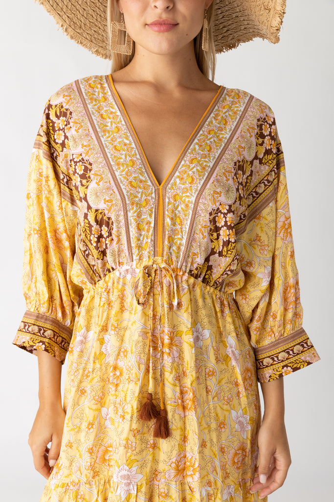 Dorothy Floral Printed Kimono Maxi Dress - fab'rik