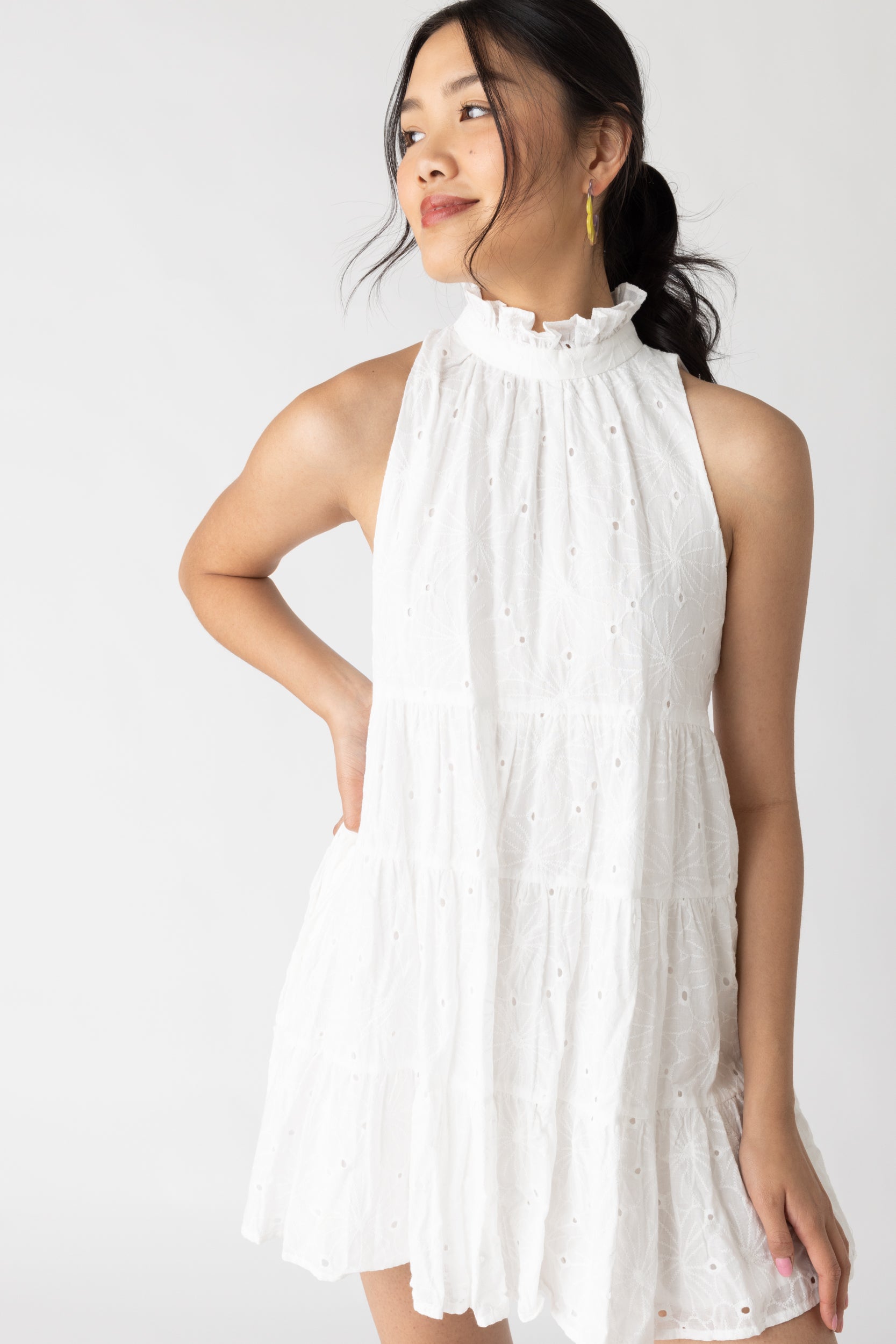 Evie Halter Eyelet Mini Dress - fab'rik