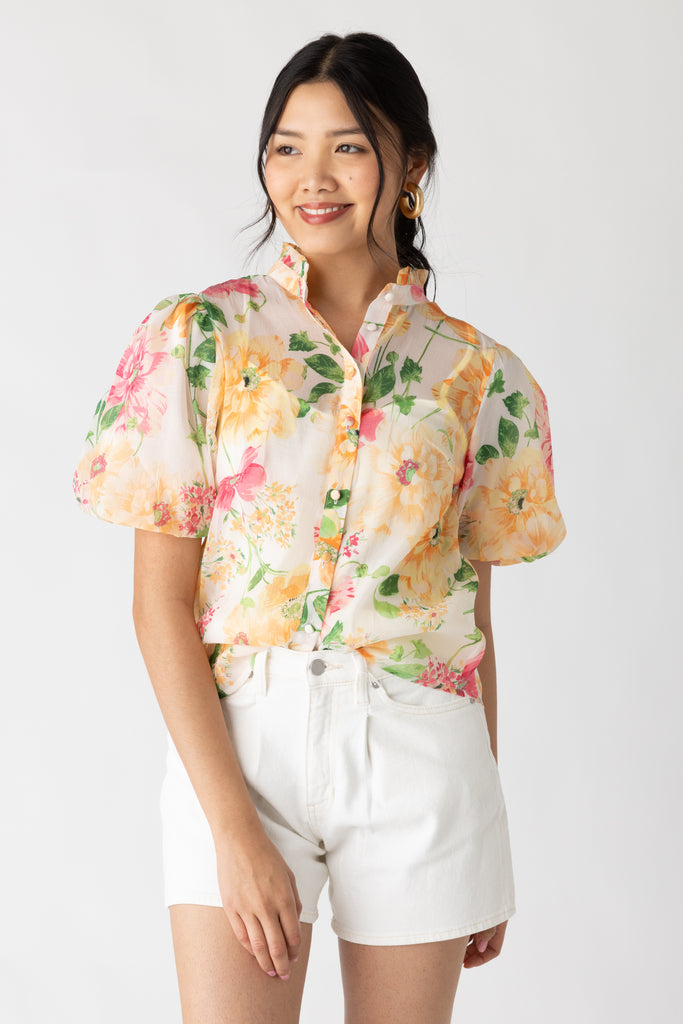 Rachel Short Sleeve Floral Blouse - fab'rik