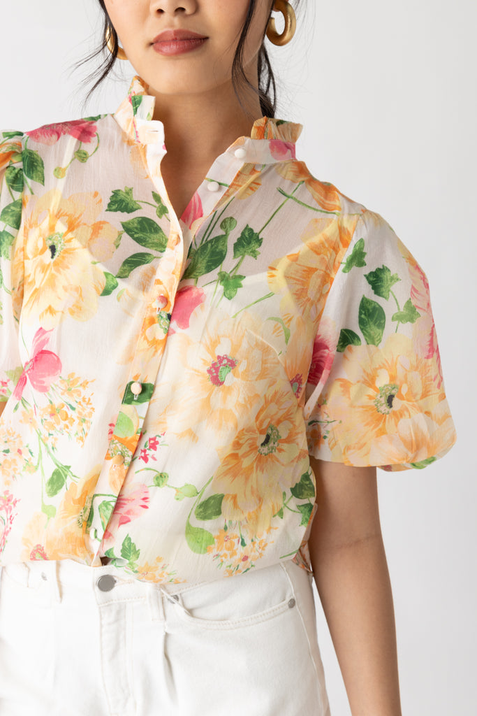 Rachel Short Sleeve Floral Blouse - fab'rik