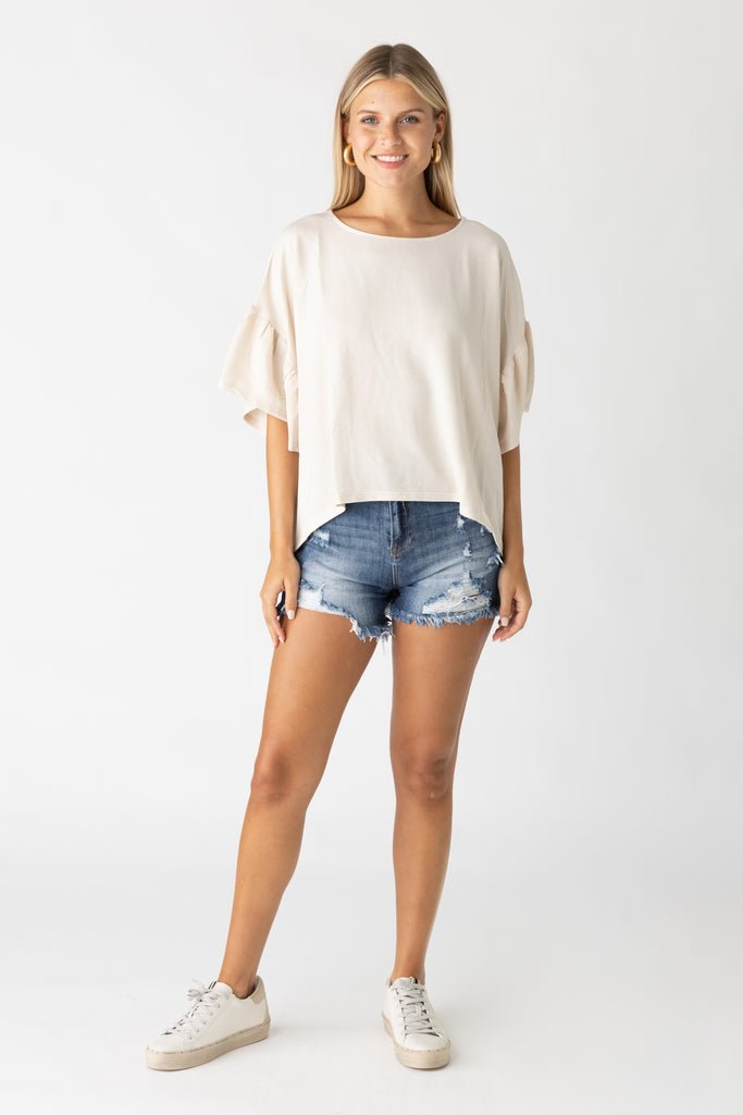 Bea Raw Edge High Rise Destroyed Shorts - fab'rik