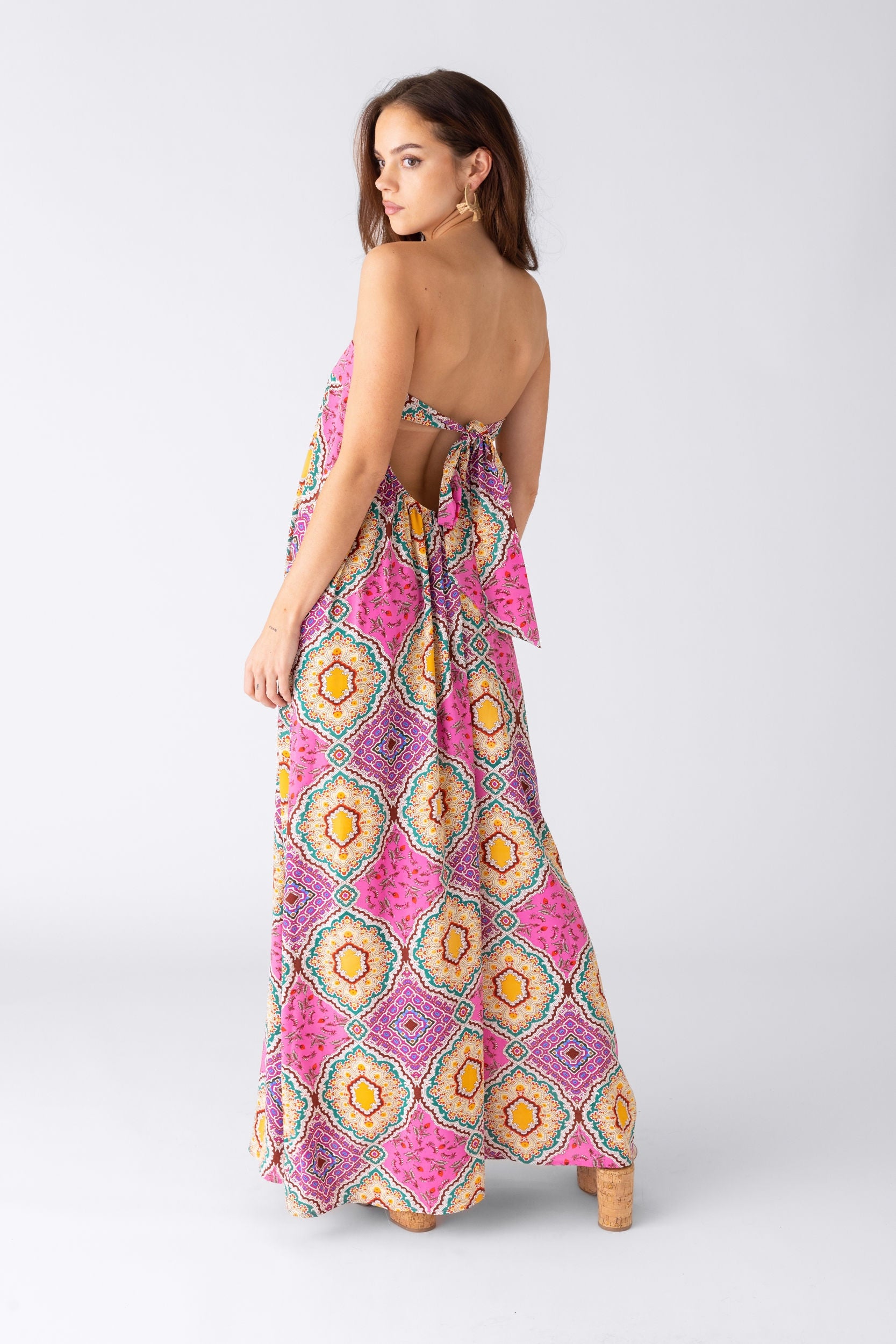 Freya Strapless Tile Print Jumpsuit - fab'rik