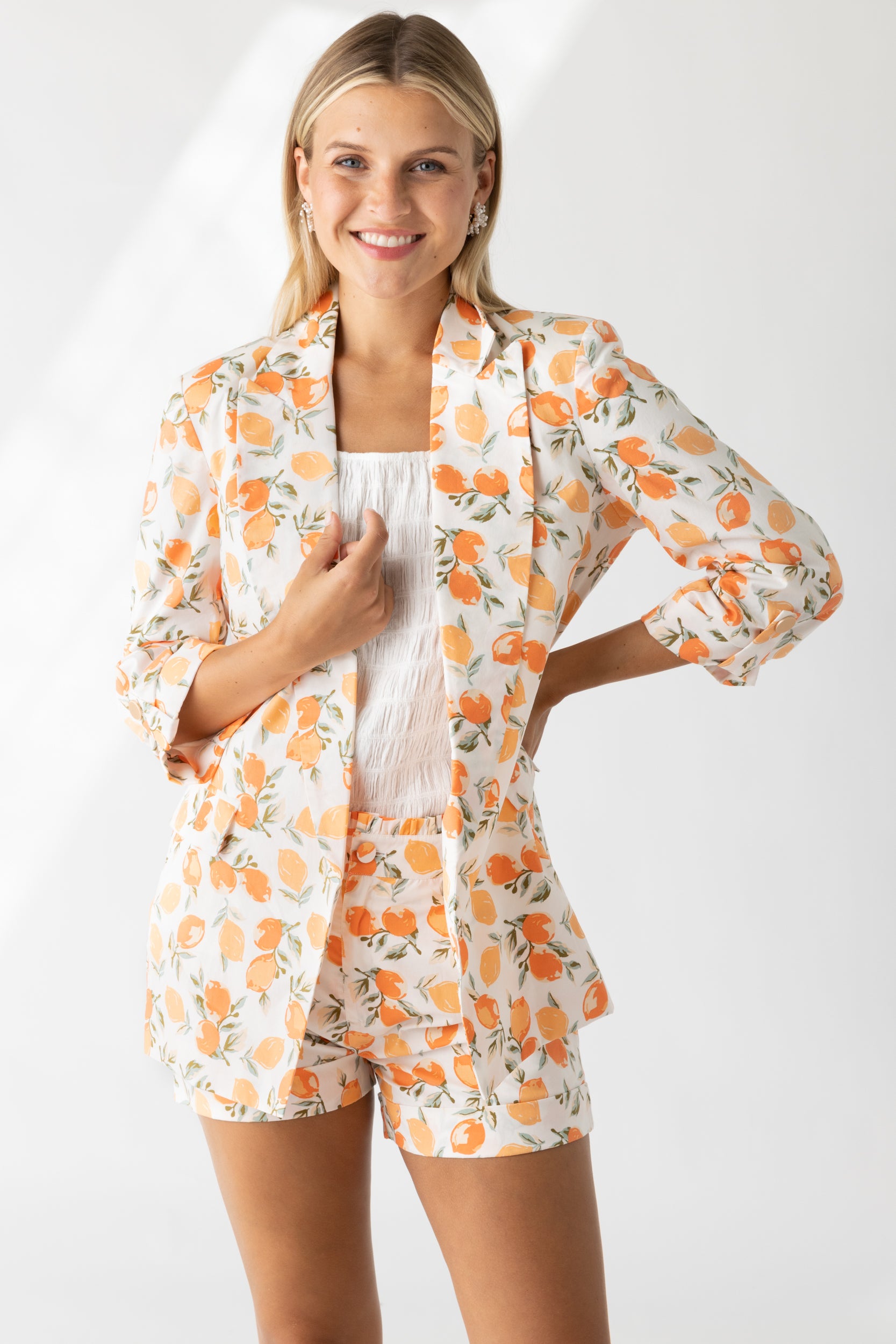 Isabel Peach Printed Blazer - fab'rik