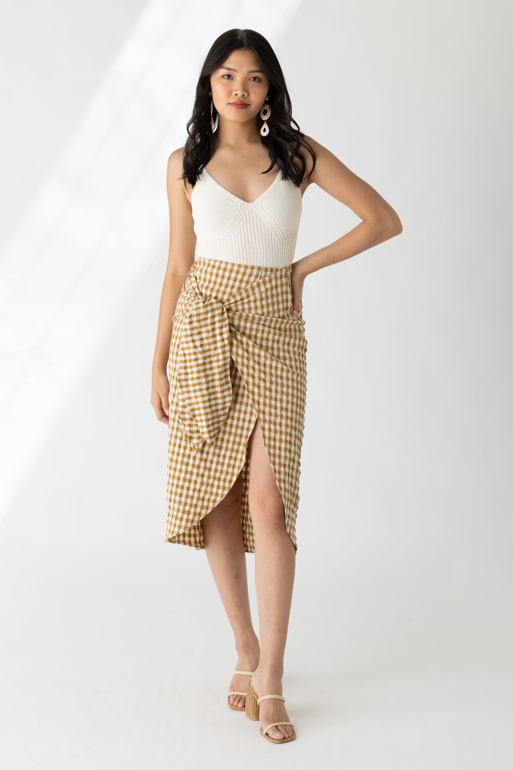 Gabi Check Print Tie Skirt - fab'rik
