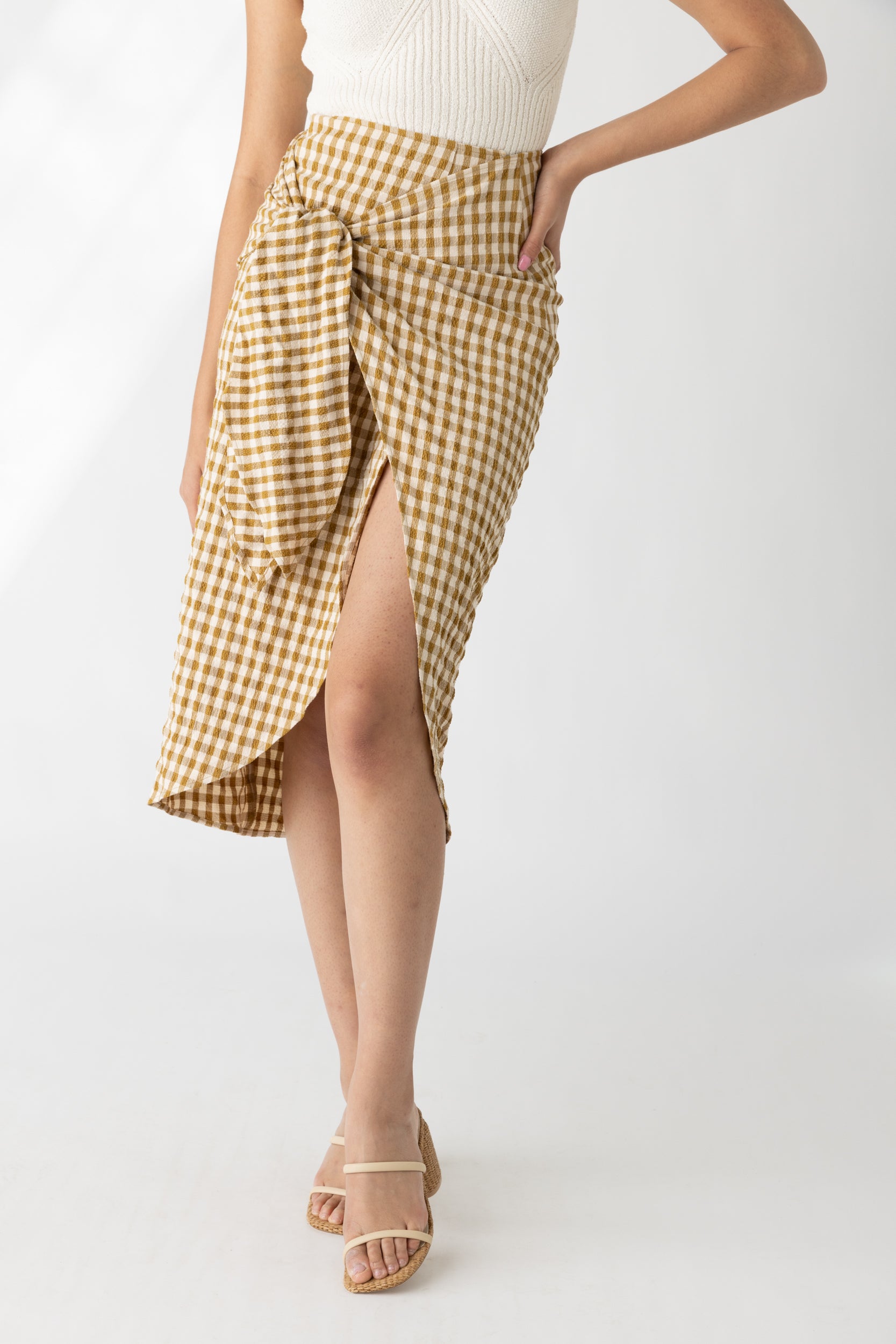 Gabi Check Print Tie Skirt - fab'rik