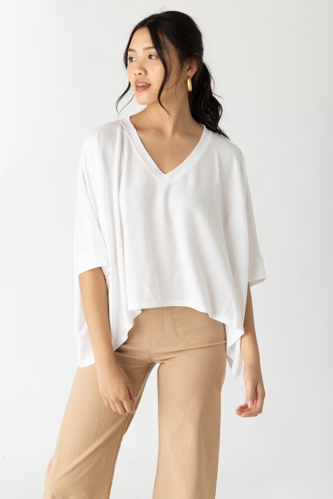 Brenna Oversized V Neck Tee - fab'rik