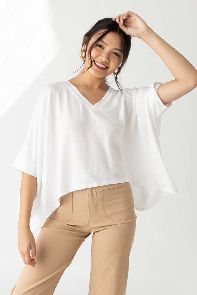 Brenna Oversized V Neck Tee - fab'rik
