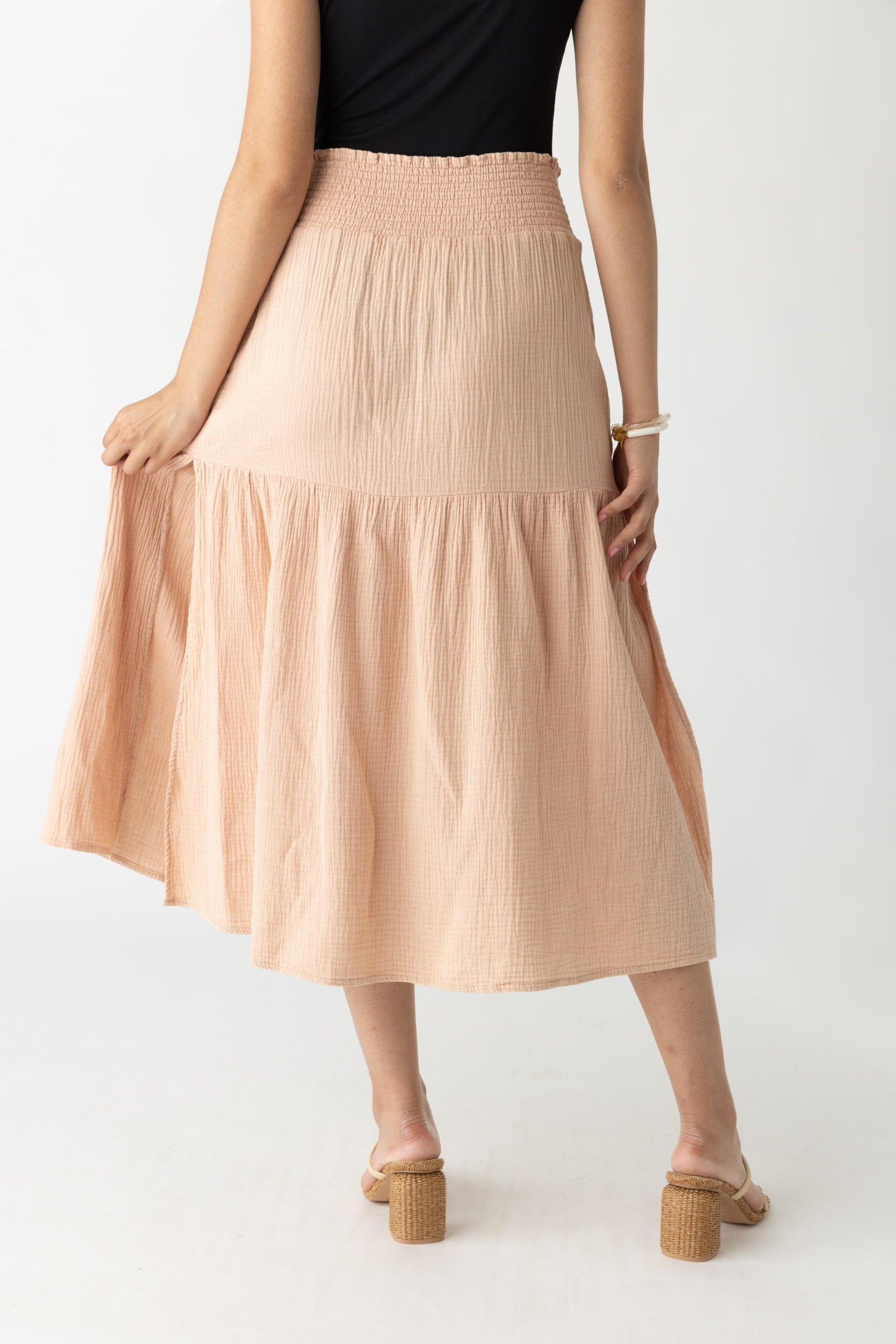 Lauri Tiered Gauze Midi Skirt - fab'rik