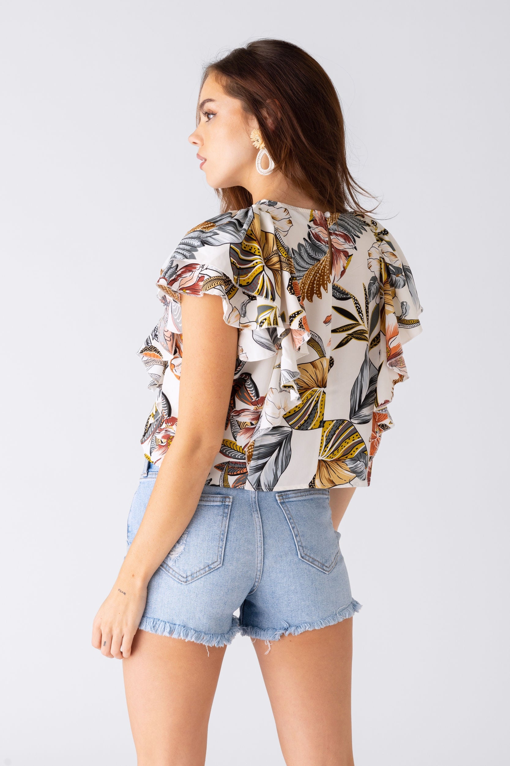 Elissa Ruffle Detail Floral Print Blouse - fab'rik
