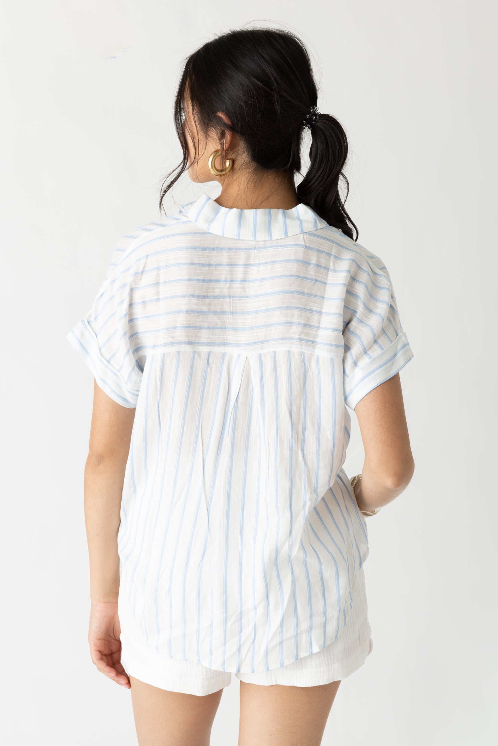 Daphne Striped Short Sleeve Button Down - fab'rik