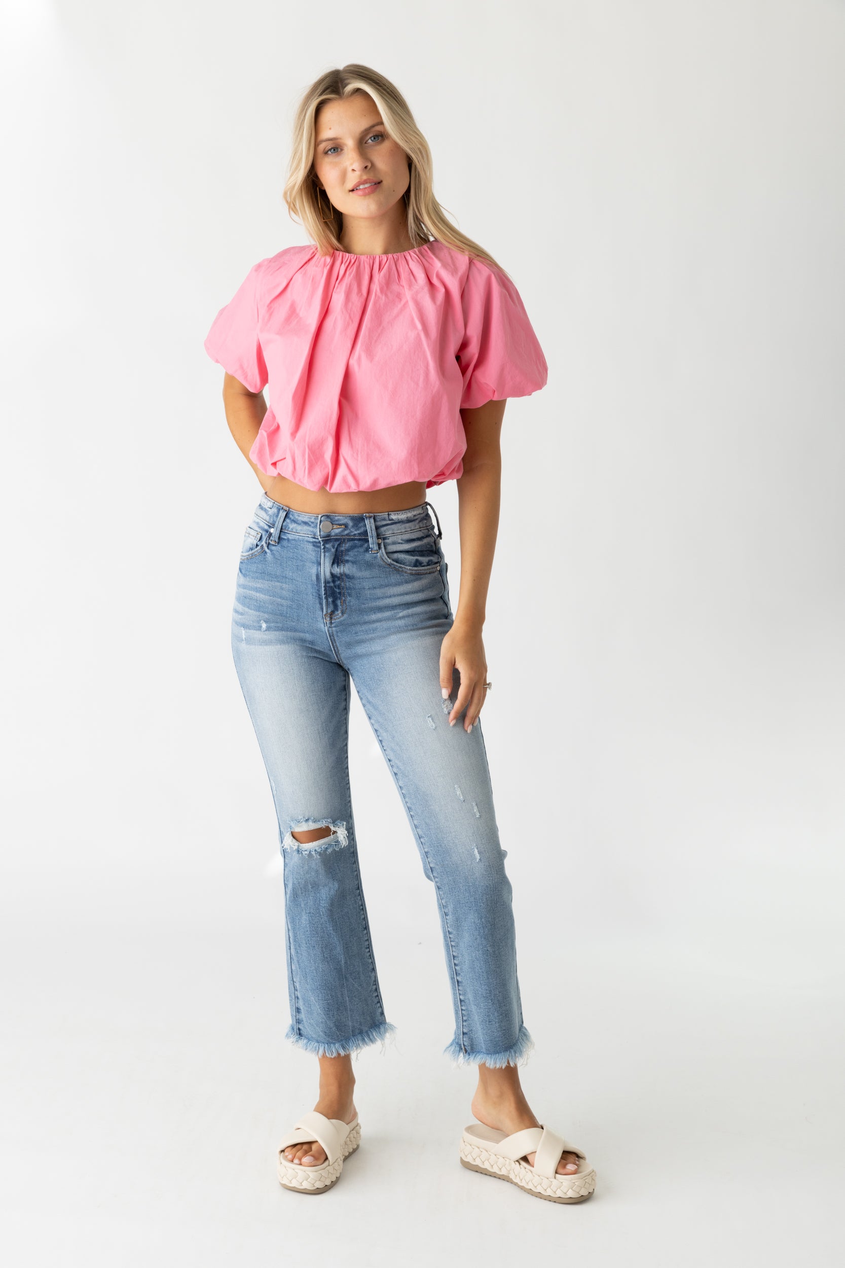 Rayna High Rise Cropped Flare Jeans - fab'rik