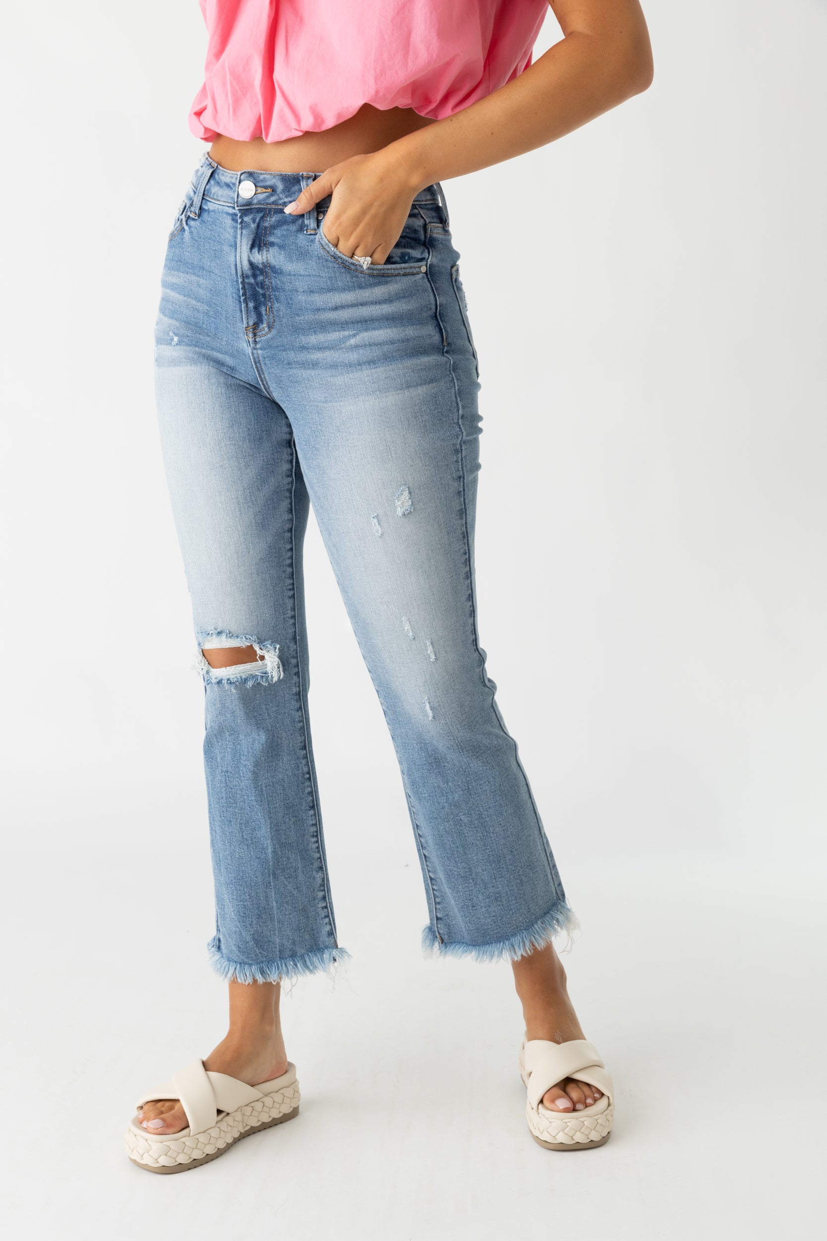 Rayna High Rise Cropped Flare Jeans - fab'rik