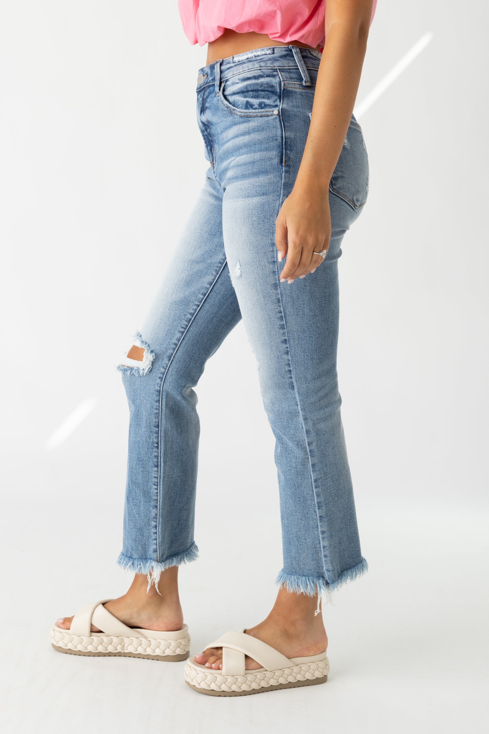 Rayna High Rise Cropped Flare Jeans - fab'rik