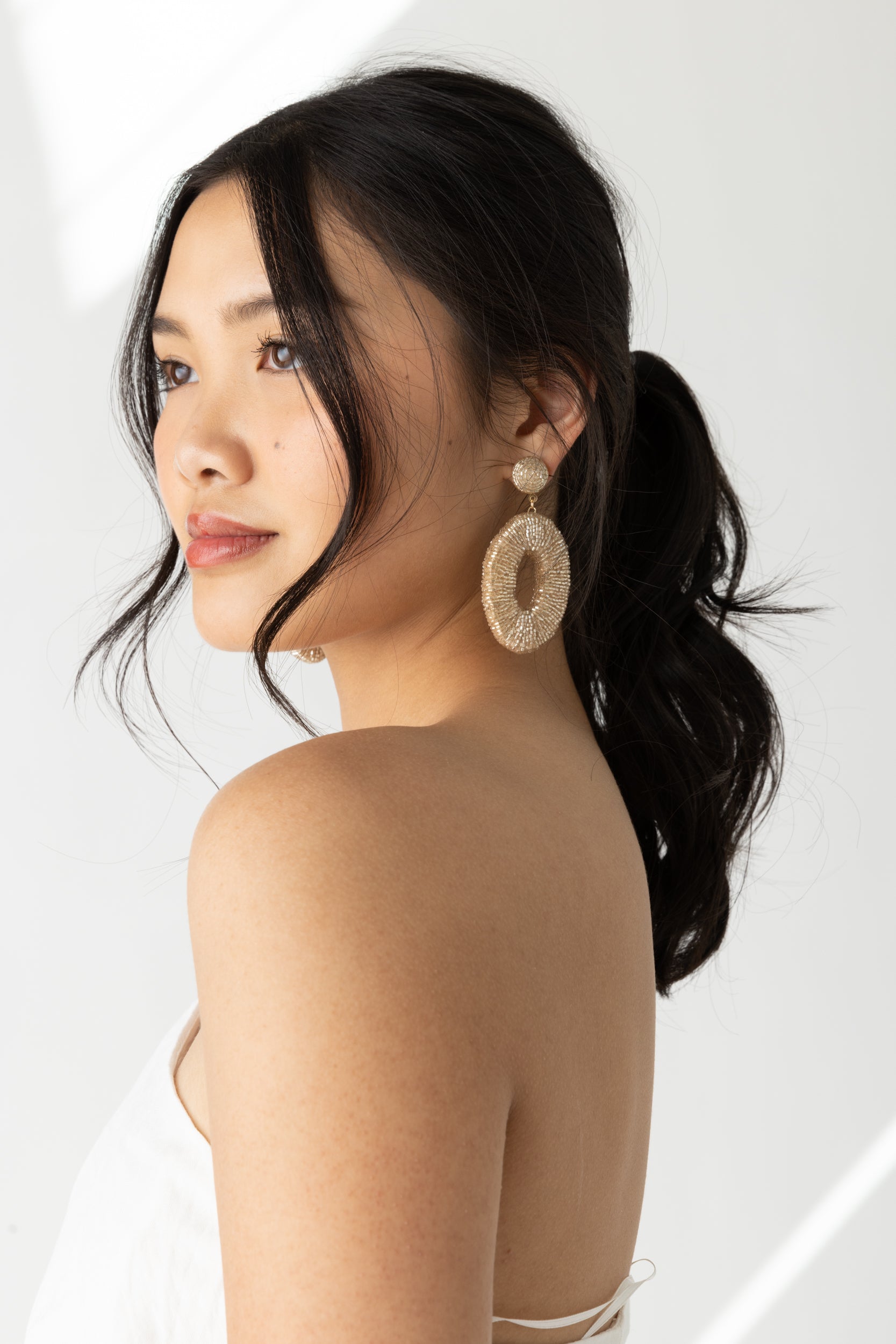 Quinn Beaded Oval Earrings - fab'rik