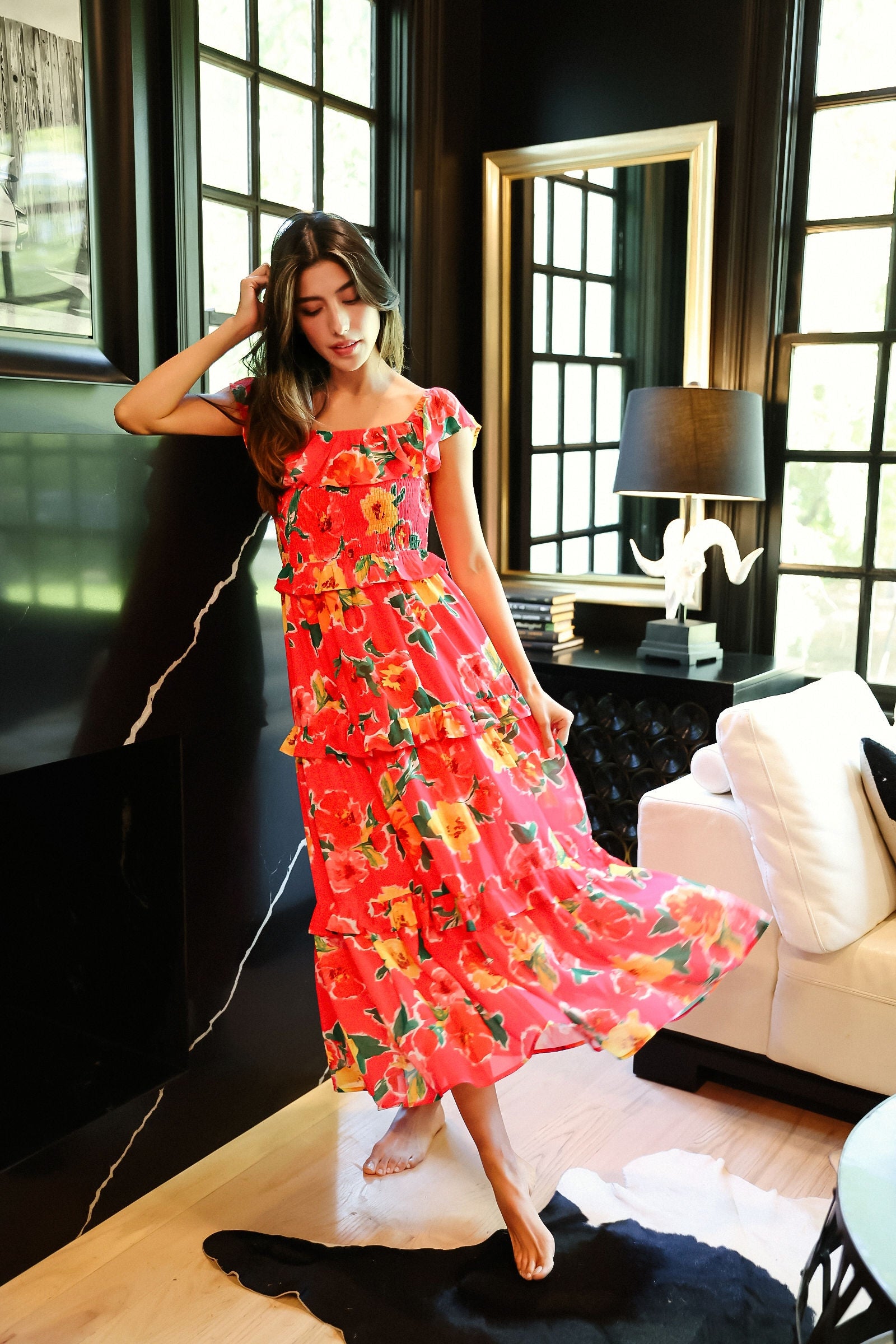The Whitis Printed Midi Dress - fab'rik