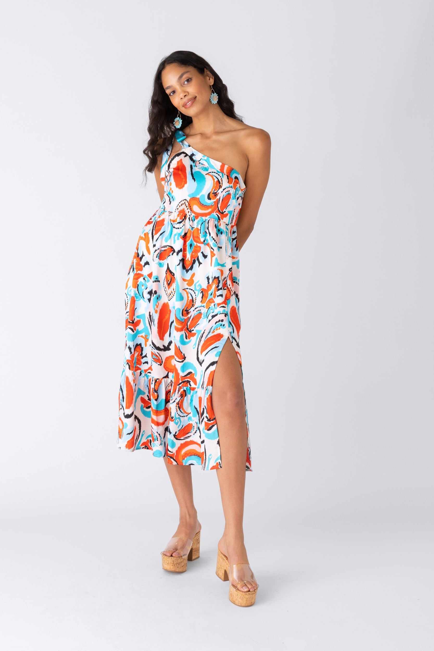 Milli Printed One Shoulder Midi Dress - fab'rik
