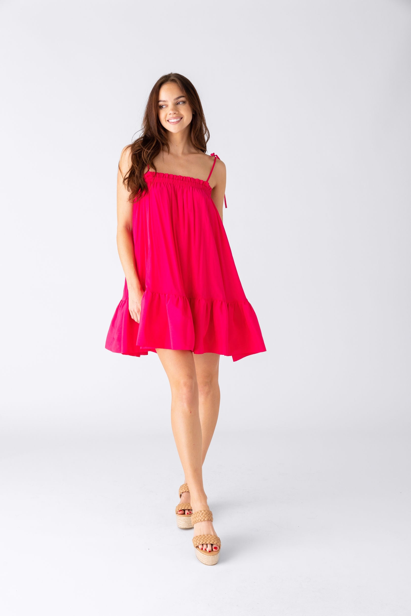 Alma Tie Strap Ruffled Hem Dress - fab'rik