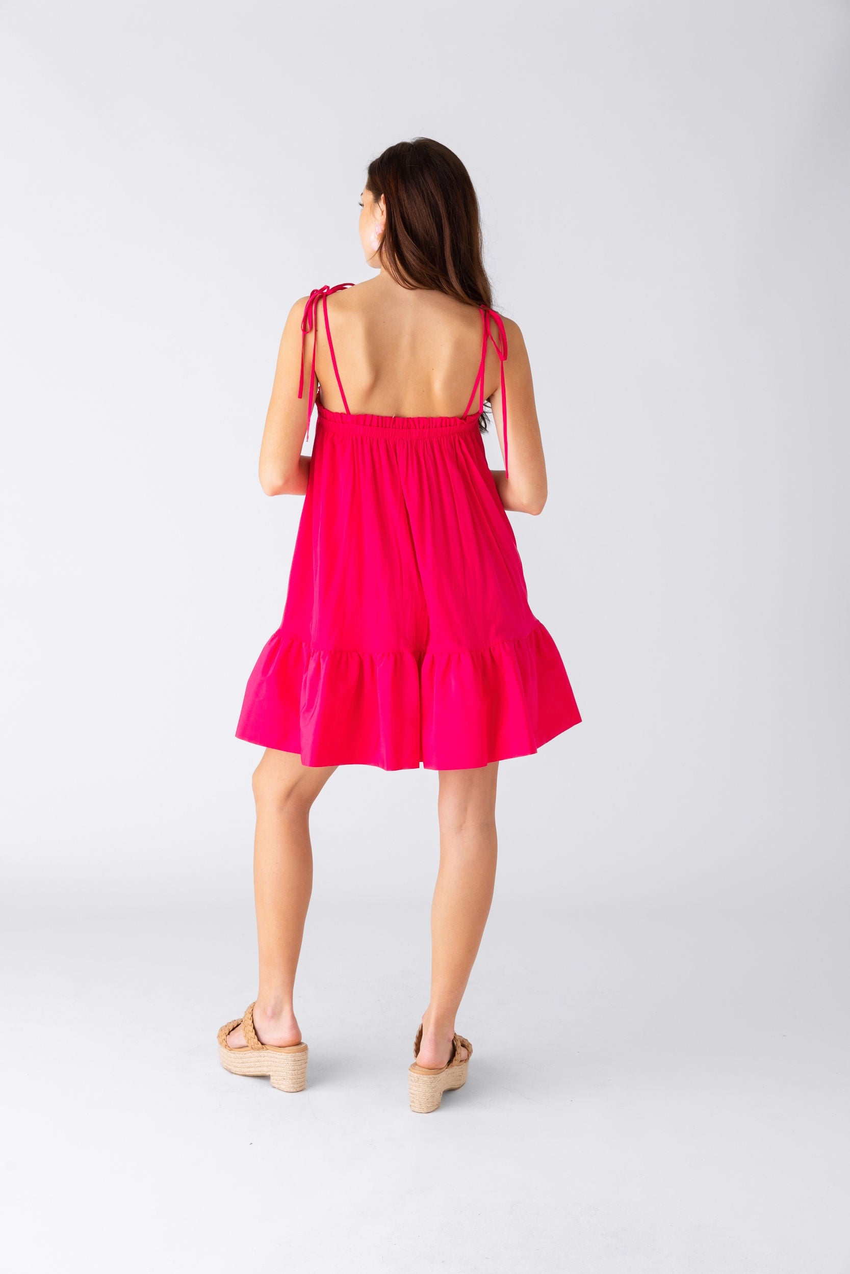 Alma Tie Strap Ruffled Hem Dress - fab'rik