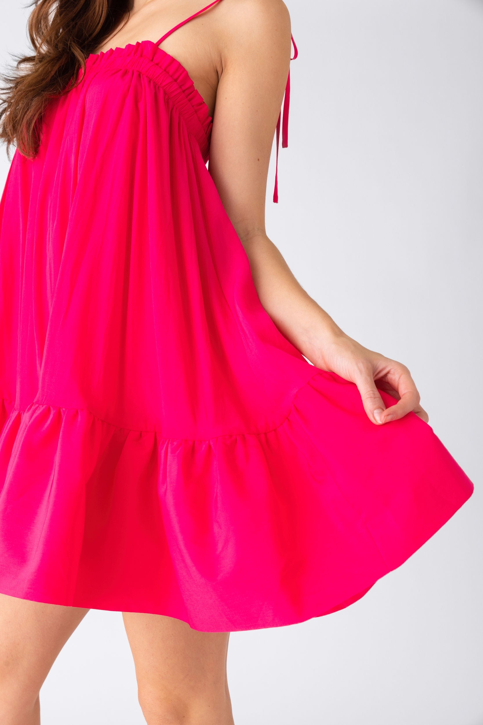 Alma Tie Strap Ruffled Hem Dress - fab'rik
