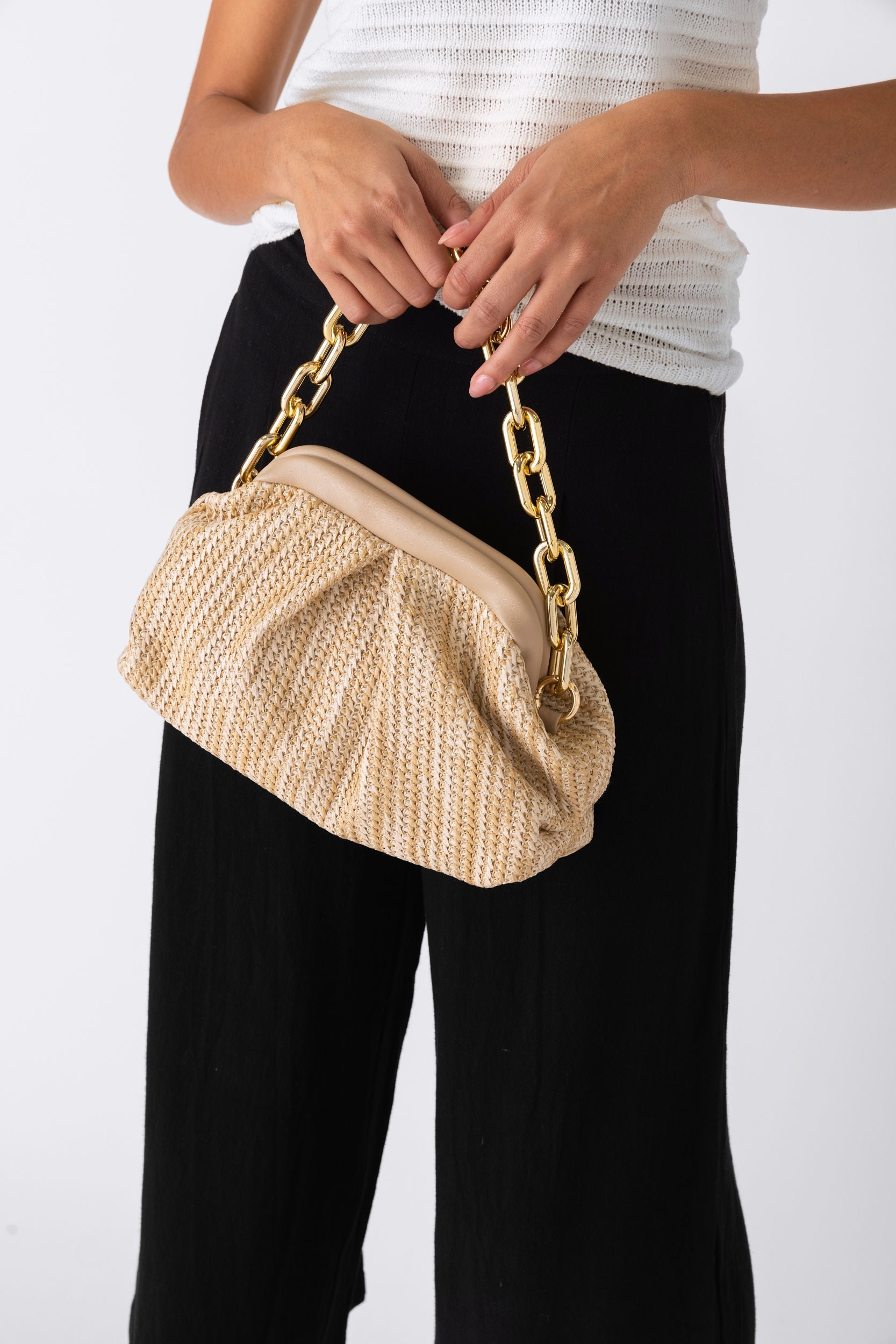 Lina Chain Handle Straw Bag - fab'rik